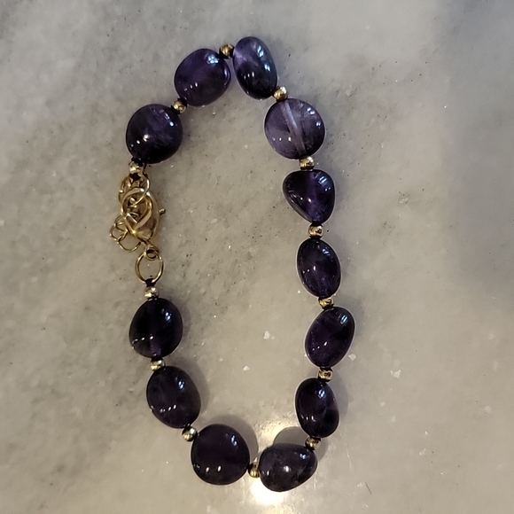 Purple & gold  earrings & bracelet set - Picture 2 of 8